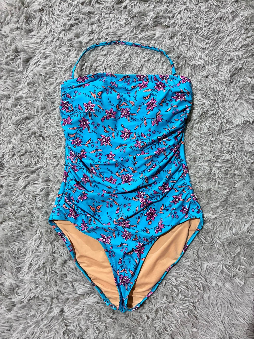 NEW J Crew ruched one piece bandeau swimsuit Medium